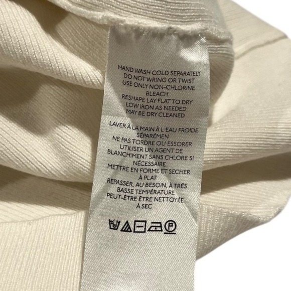 Maeve Anthropologie Women's Small Cream Ribbed Mock Neck Bell Sleeve Top - Picture 5 of 13